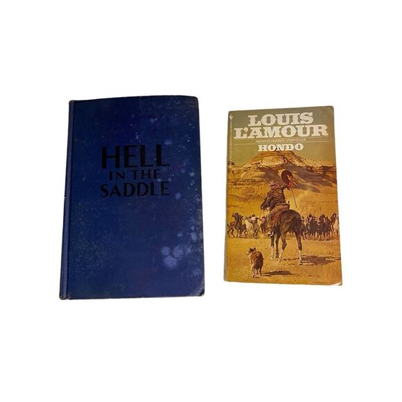 Lot Of 2 Hell In The Saddle Hondo Hardcover Paperback Books Western Fiction Nove - Picture 1 of 16